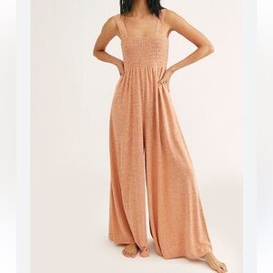 Free People Women's tan/Peach wide leg Jumpsuit size M
